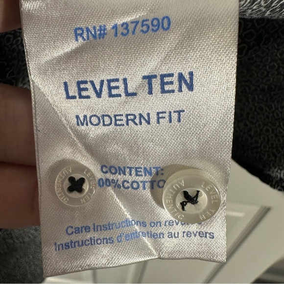 Level Ten Black Patterned Casual Button Down Shirt, size XL, cotton, fall - Picture 7 of 10